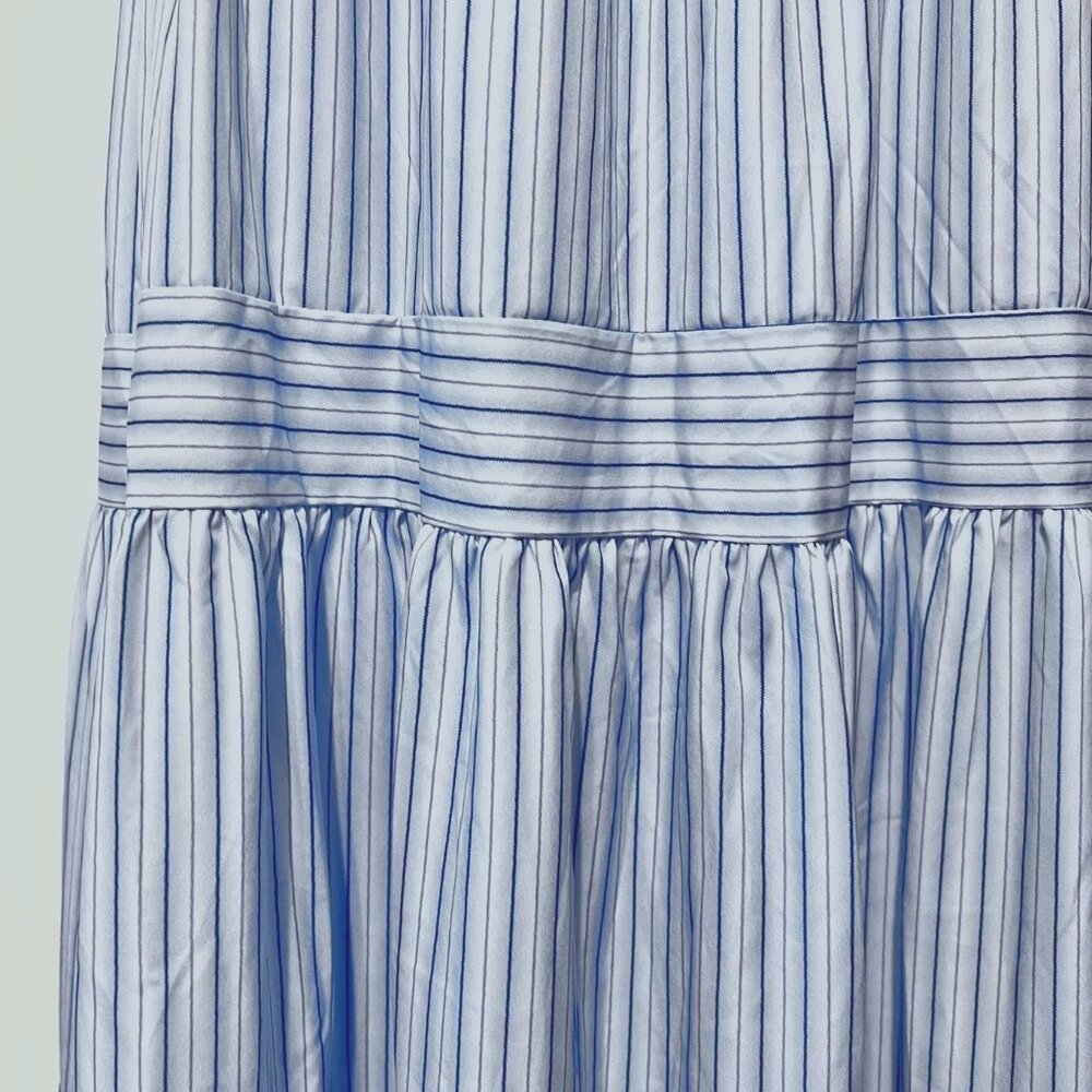 Maxi Striped Blue/Lilac Dress-Size Med.-Ruffled Layered Stretch Dress-NWOT - Picture 5 of 16